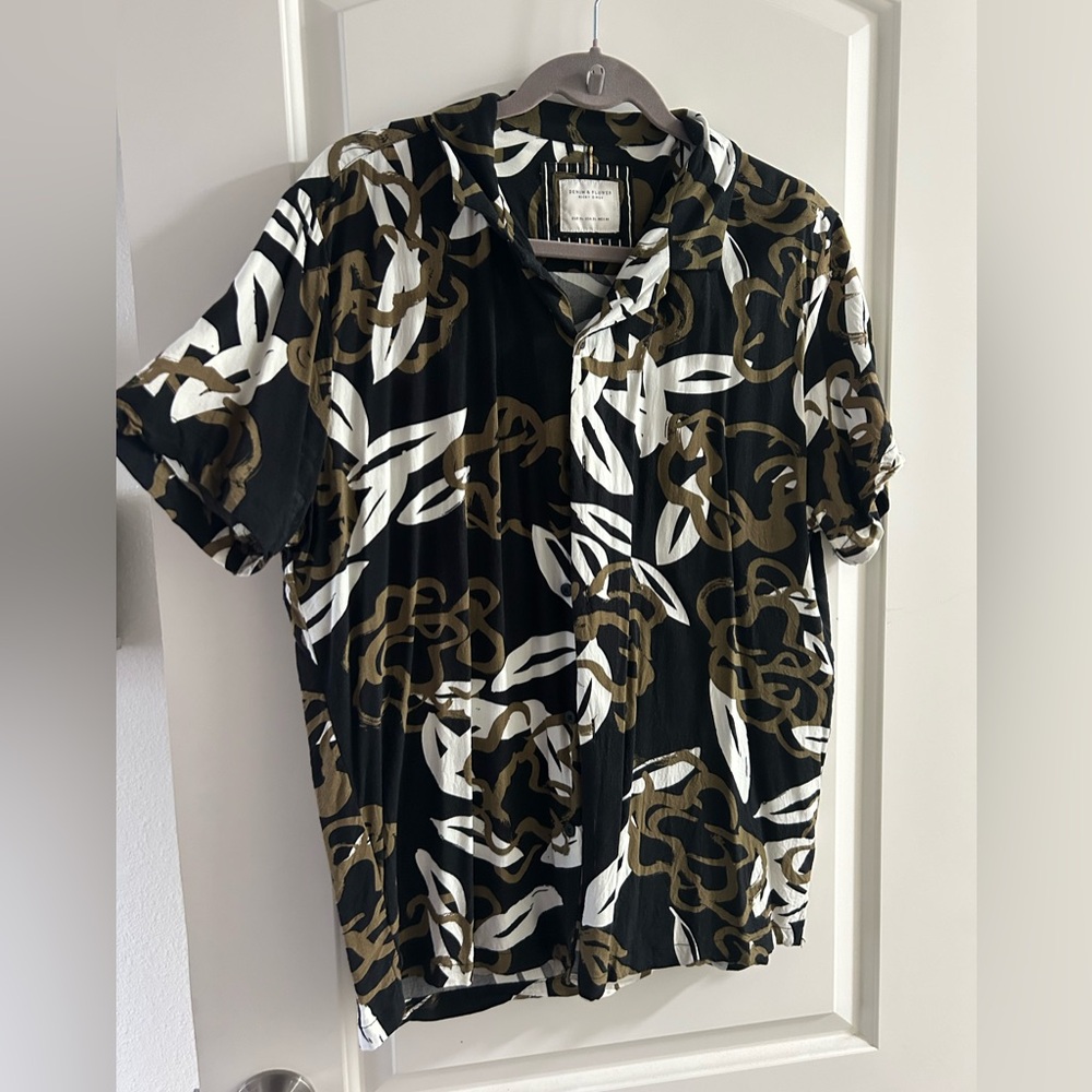 Denim & Flower Black and Brown Men’s Buttondown Shirt